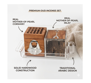 Difusor de aromaterapia de incienso madre perla de calidad superior, juego de regalo, bandeja con incrustaciones de hueso, caja, quemador, difusor de soporte Bakhoor colorido - Product Image 1