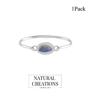 925 Sterling Silver Twister <b>Bracelet</b> Kyanite Gemstone Rough Shape Natural Bezel Setting High Finish Luxury Trendy Bangle Unisex - Product Image 3