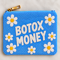 Dompet Koin Manik-Manik Kustom, Kantong Resleting Manik-Manik, Tas Rias Bordir Bunga Daisy, Tas Tangan, Untuk Pesta Malam, Grosir OEM