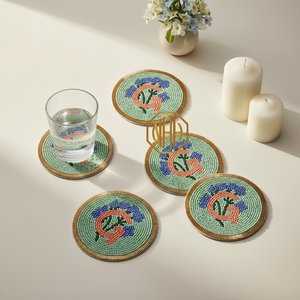 2026 Handmade Double Border <b>Beaded</b> Eco-Friendly Modern 10mm Thick <b>Coaster</b> Sets Customized Color Wedding Table Decor Mats Pads - Product Image 6