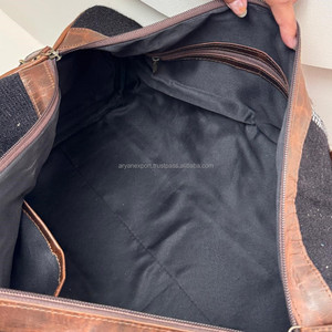 New Arrival Vintage Style Aztec Genuine Leather Duffel Bags Personalized Western Unisex <b>Spirit</b> Black Wool Large Weekender Bags - Product Image 6