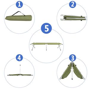 Lettino da Campeggio Pieghevole Portatile con Borsa per il Trasporto, per Viaggi all'Aperto, Escursioni e Riposo, Comoda Sedia-Letto - Product Image 4
