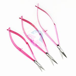 Ciseaux à cuticules pour manucure, en acier inoxydable, à lame courbée, rose pailleté, pour droitiers, durables, pour la coupe des ongles et des cils - Product Image 6