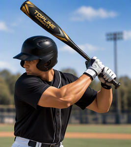 Bate de béisbol Topline de 28 pulgadas con barril de 2.5 pulgadas, negro y dorado, de alto rendimiento, nivel experto, para béisbol. - Product Image 4