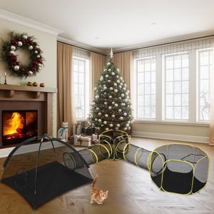 5 in 1 Portable Outdoor Cat Enclosure Indoor-Use Play Tent Tunnel & House with Exercise Wheel for Feline Fun! - Product Image 6