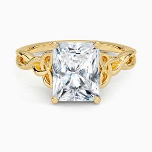 Bague de fiançailles en moissanite taille radiant 2 carats, solitaire nœud celtique, style vintage pour mariée - Product Image 1