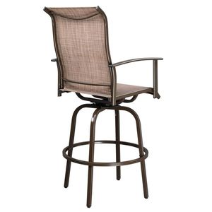 2pcs Brown Wrought Iron Swivel Bar Stools Comfortable Patio Furniture Swivel Bar Chairs - Product Image 2