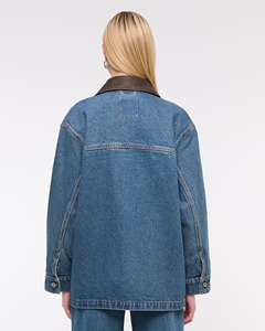 Chaqueta vaquera OEM para mujer, abrigo informal de otoño, chaqueta vaquera con botones, abrigo oversize - Product Image 3