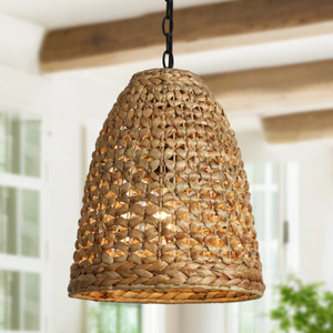 Wholesale Handwoven Water Hyacinth Lampshade Farmhouse <b>Light</b> <b>Cover</b> Pendant Lamp for Kitchen Island from Vietnam - Product Image 1