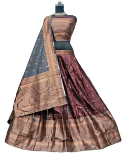 VASTRAPREET Indah poli sutra gaya Pattu terbaru desainer eksklusif pakaian pesta pernikahan Lehenga Choli produsen dari India