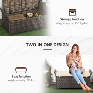 Panca Contenitore in Vimini Bianco Crema per Esterni, Grande Capacità, in Rattan PE, Soluzione di Stoccaggio Elegante e Pratica - Product Image 6