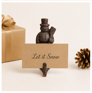 Heavy Duty Cast Iron Snowman Christmas <b>Stocking</b> <b>Holder</b> For Fireplace Mantel Rustic Bronze Finish Weighted <b>Stocking</b> Hanger - Product Image 4