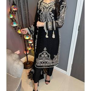 Beautiful <b>Indian</b> & Pakistani Clothing Elegant Party Wear <b>Top</b> Bottom Dupatta Set - Product Image 4