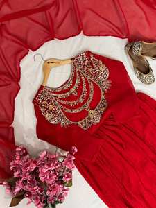 Vestido Anarkali de Georgette Sintética con Forro Interior Cómodo y Conjunto de Dupatta, Vestido Anarkali para Fiesta, para Exportación - Product Image 6