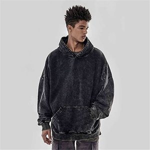 Sudadera con Capucha Personalizada de Estilo Retro Simple, Lavada, de Color Sólido, para Hombre, Versátil, de Invierno, Talla Grande - Product Image 3