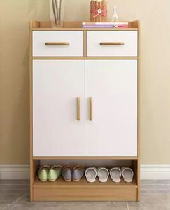 Zapatero con Puertas con Rejillas, Mueble Zapatero de Madera de Mango con Estantes Ajustables, Organizador Moderno Independiente - Product Image 1