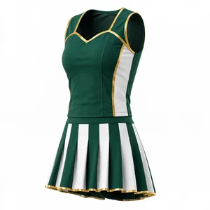 Ensemble d'uniformes de pom-pom girl personnalisés pour filles, jupe plissée sans manches, vêtements de sport respirants en polyester - Product Image 4