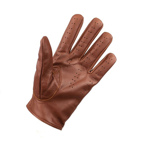 Gants de conduite en cuir marron pour hommes, professionnels, doux, respirants, design tendance, haute qualité, style rétro, vente en gros - Product Image 4