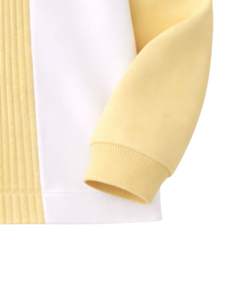 Sudadera Polo Personalizada Amarilla y Blanca con Cierre de Cremallera, Paneles Acanalados, Estilo Casual, Forro Polar, Manga Larga, Prenda Superior Urbana Premium - Product Image 6