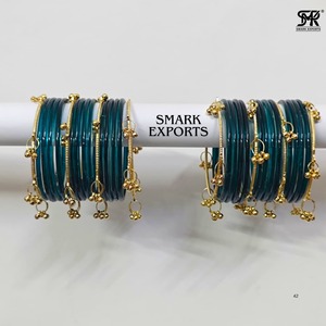 Ensemble de bracelets en gelée de Cachemire Morpankhi Ghungru pour les deux mains, Chudi indien traditionnel, mode féminine, plaqué or, 32 pièces - Product Image 2