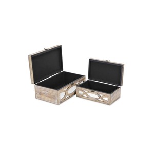 Set Of 3 Classic Wooden Storage <b>Boxes</b> Perfect For Family <b>Keepsakes</b> And Home Essentials Storage Wholesale From India - Product Image 2