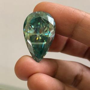 Moissanita suelta de 27 quilates (1 pieza) en forma de pera, diamante de moissanita verde, anillo de compromiso hecho a mano, colgante - Product Image 6