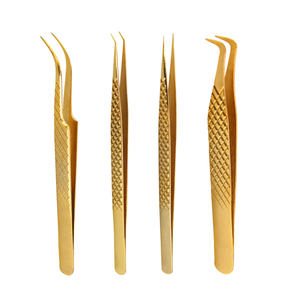 Juego de Pinzas para Pestañas Gold Diamond Grip, Pinzas de Acero Inoxidable de Alta Precisión para Extensiones de Pestañas - Product Image 1