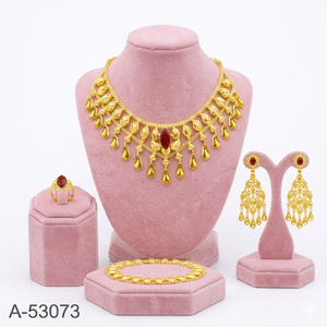 Indian Wedding Silver & Gold Plated Zircon Trendy Jewelry Set with Choker Necklace Dangle Earrings and Bracelet - Product Image 5