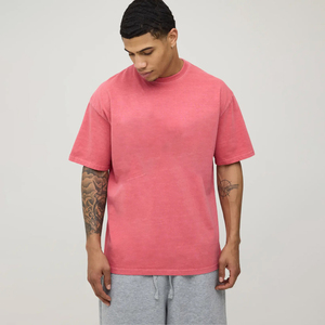 Wholesale Customization of 100% Pure Cotton Washed T-shirts, Men's Oversized <b>Tshirt</b> Knitted Fabric - Product Image 1