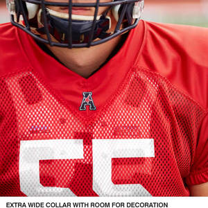 Camiseta de práctica de fútbol americano personalizada para hombre, ropa deportiva de poliéster de malla transpirable, mangas de doble capa, uniforme de equipo con cuello en V - Product Image 3