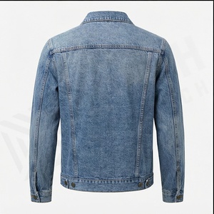 Veste en jean en coton pour homme, décontractée, couleur unie, col à revers, simple boutonnage, coupe ajustée, qualité supérieure, vêtement d'extérieur tendance - Product Image 3