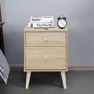 1PC Freestanding <b>Bedside</b> Nightstand with 2 <b>Storage</b> Drawers and Rubber Legs - Product Image 3