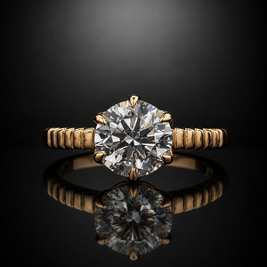 Bague de fiançailles solitaire en diamant de laboratoire taille ronde 2 carats, or jaune 14K 18K, pour femme - Product Image 1