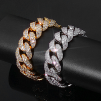 Pulsera de eslabones con circonitas talla baguette, chapada en oro y plata sobre latón, unisex, estilo Hip Hop, con engaste de garra, joyería de pulsera con circonitas para aniversario