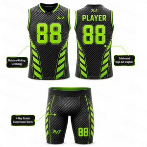 OEM Full Sublimation 7v7 Flag Football Uniform Set Breathable Team American Football Jersey Tracksuit <b>Compression</b> <b>Shorts</b> - Product Image 2