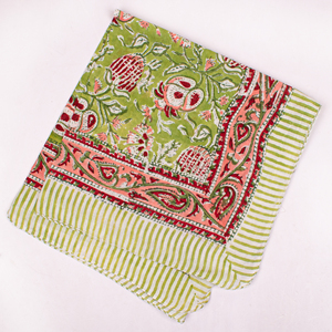 Handmade Floral Printed Cotton Square Scarf Bandana Casual Multifunctional Breathable Skin-Friendly Durable Green Pink Pattern - Product Image 6