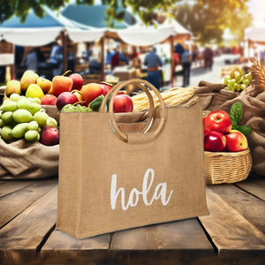 Luxury <b>shopping</b> bag custom logo made of jute with cotton incorporated customizable bags for gifting & packing - Product Image 2