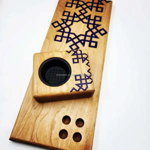 Juego de quemador Bakhoor árabe de nuevo diseño de Aura divina, soporte elegante de resina epoxi y madera para incienso, celebraciones ecológicas y regalos Premium - Product Image 1