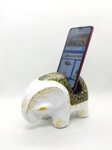 Soporte para teléfono con forma de elefante de papel maché, hecho con papel reciclado y materiales ecológicos, hecho a mano por artesanos tailandeses con experiencia. - Product Image 5