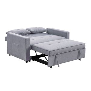 Zoey 56 \ "divano letto convertibile grigio chiaro in lino con tasche laterali - Product Image 6