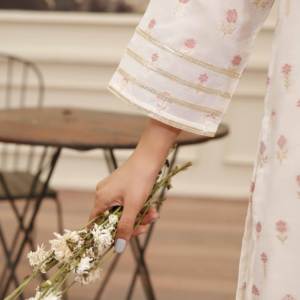 2 PC pour Cream Jacquard Co-ord Set for Women PS4909 - Product Image 2