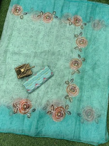 ผ้าส่าหรีคอตตอนบริสุทธิ์จากมาเลเซียสำหรับงานแต่งงานและงานปาร์ตี้จากนักออกแบบที่สง่างาม - Product Image 6