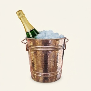 Modern Double Walled Wine Bucket Hammered Metal Champagne Chiller With Handles Durable Eco-Friendly Ice Pail For Home Decor - Product Image 5