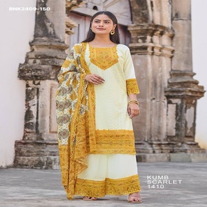 Conjunto de Kurti de Georgette Pesado de Alta Calidad con Cuello Bordado a Mano y Estampado Digital, Proveedor de India, Moda Femenina - Product Image 1