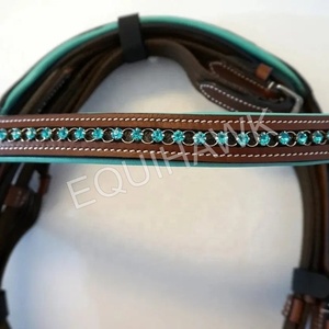 Brida de caballo con acento de cristal Aguamarina de lujo al por mayor banda para cejas de cuero de primera calidad y banda para la nariz Proveedores superiores - Product Image 2