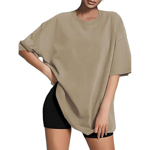 T-shirt unisexe à manches courtes, col rond, couleur unie, style décontracté, en coton 100% écologique, noir délavé, coupe oversize, avec logo. - Product Image 1