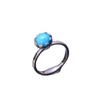 Bijoux pour femmes faits à la main en argent sterling 92,5 avec pierre précieuse turquoise bleue d'Arizona véritable, style religieux hindou, 2,2 grammes, vente en gros