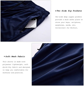 Pantalones Cortos Deportivos de Malla de Secado Rápido Azul Marino para Hombre, con Cordón en la Cintura, Bolsillos, Corte Bermuda Informal - Product Image 6