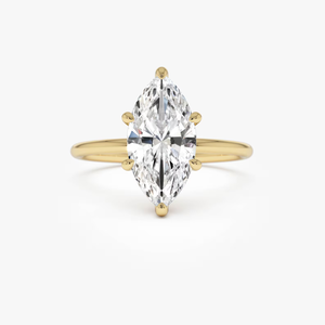 Bague de fiançailles de luxe en or jaune pour femme, diamant taille marquise, solitaire classique - Product Image 1