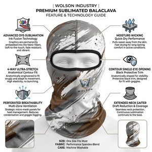 Balaclava moderne à sublimation, motif personnalisé, respirant, imperméable, 100% polyester, couvre-visage sportif unisexe pour le cyclisme et la course à pied - Product Image 6